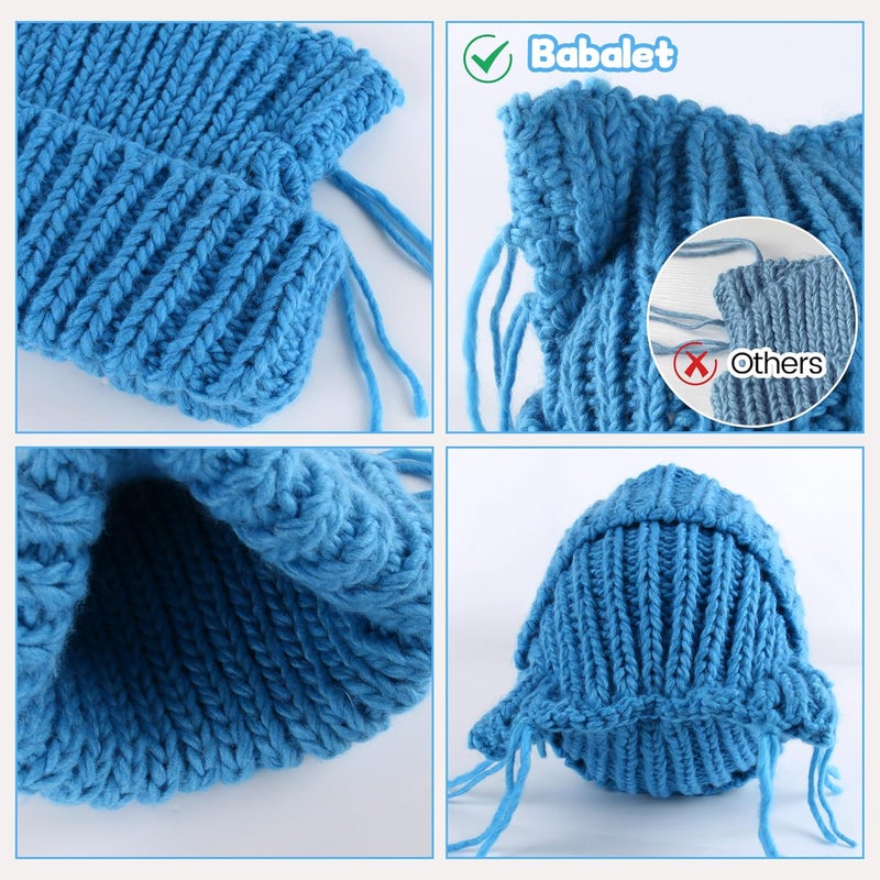 Babalet Store Cat Ear Beanie for Women Warm Winter Cap Chunky Knit Crochet Hat Slouchy Fox Hat Women Winter Trendy Headwear - Image 3